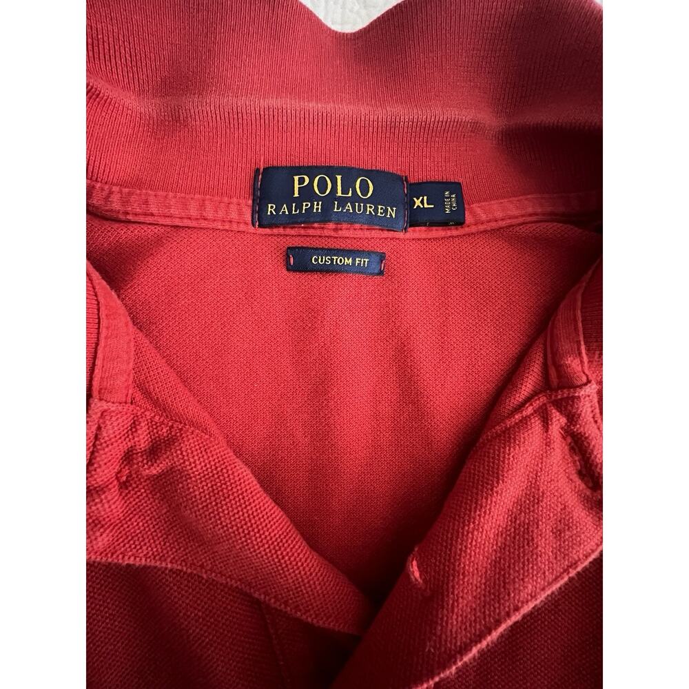 Polo Ralph Lauren Polo Shirt Mens Red Blue Big Pony Custom Slim Fit Knit XL - Picture 5 of 7